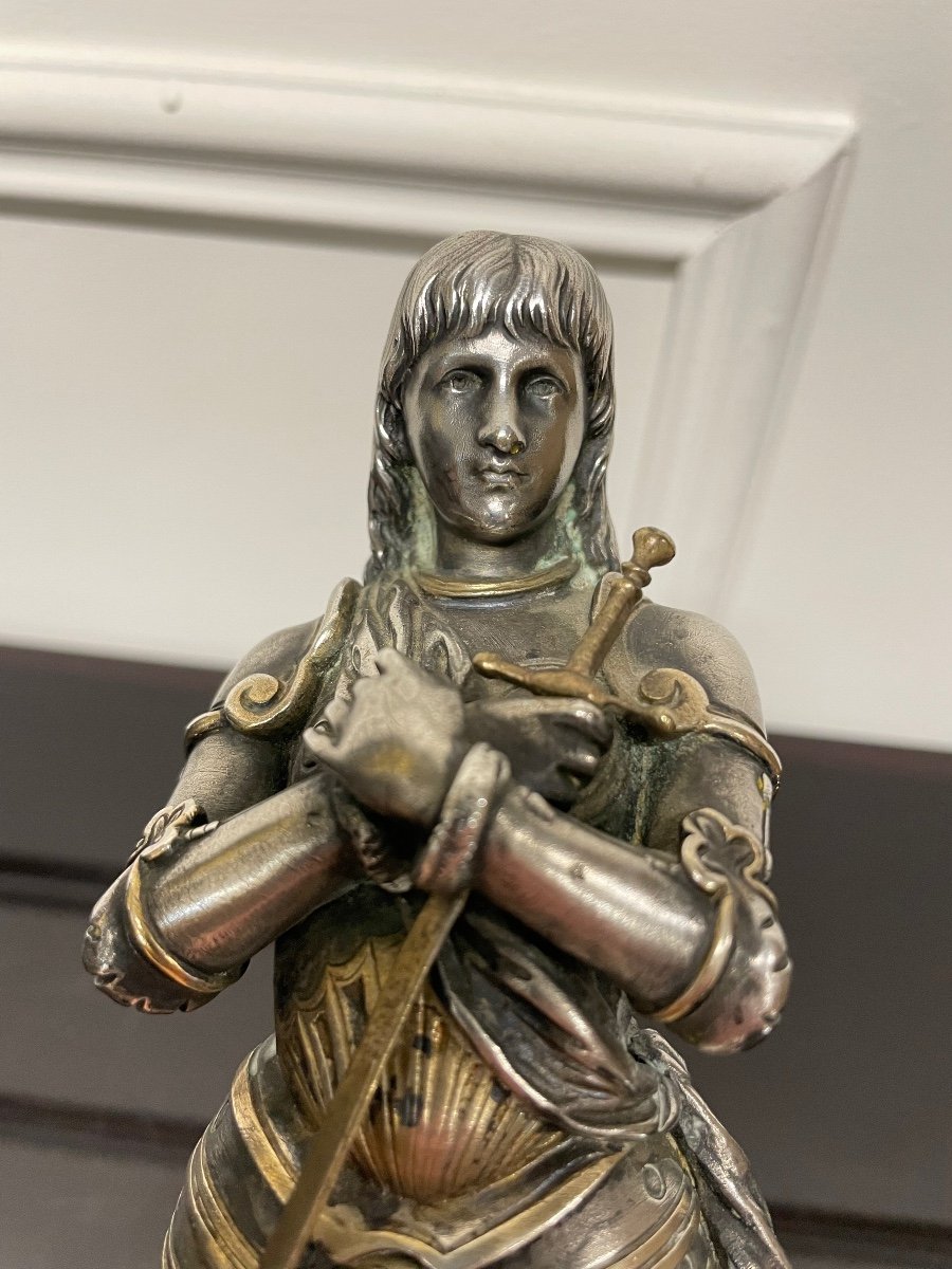 Eutrope Bouret (1833-1906) - Joan Of Arc In Silver Bronze Armor-photo-7